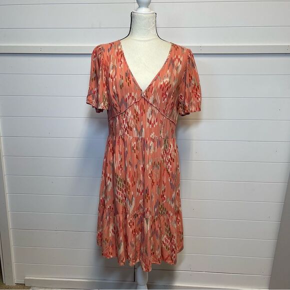 Knox Rose Pink and Coral Patterned Dress Size Medium - Picture 2 of 10